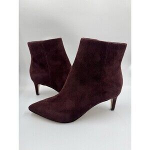 Nine West Women's 7.5 Maroon/Burgundy Sheeba Suede Zip Up Ankle Boots Shoes